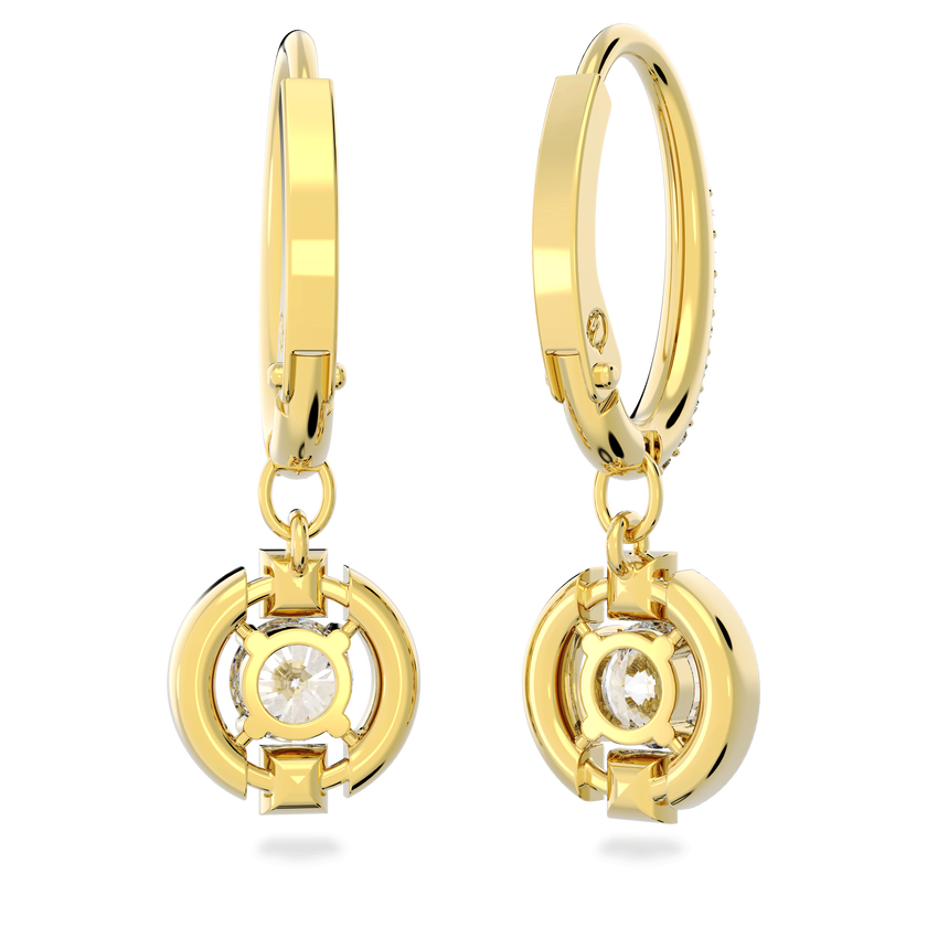 swarovski sparkling dance drop earrings  round cut  white  gold tone plated