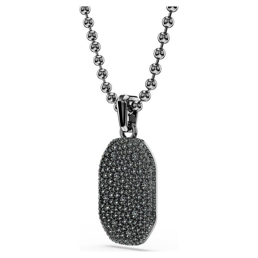 swarovski dextera octagon pendant  octagon shape  round cut  black  ruthenium plated
