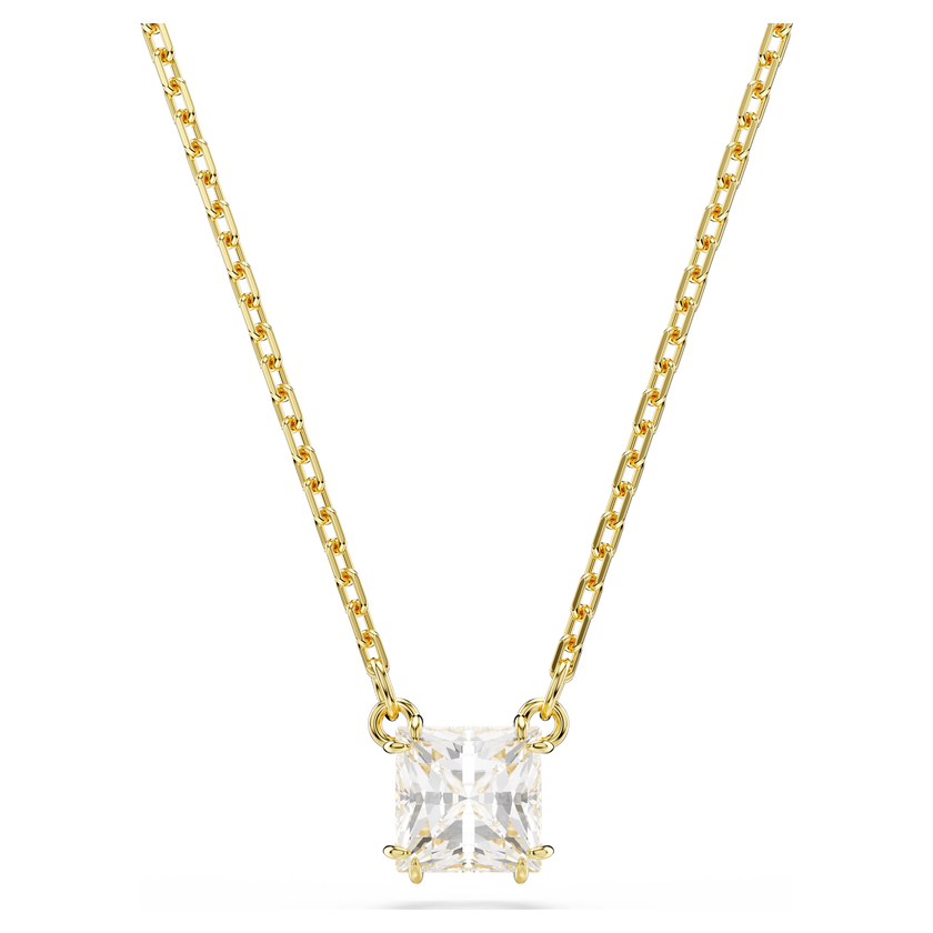 swarovski stilla pendant  square cut  white  gold tone plated