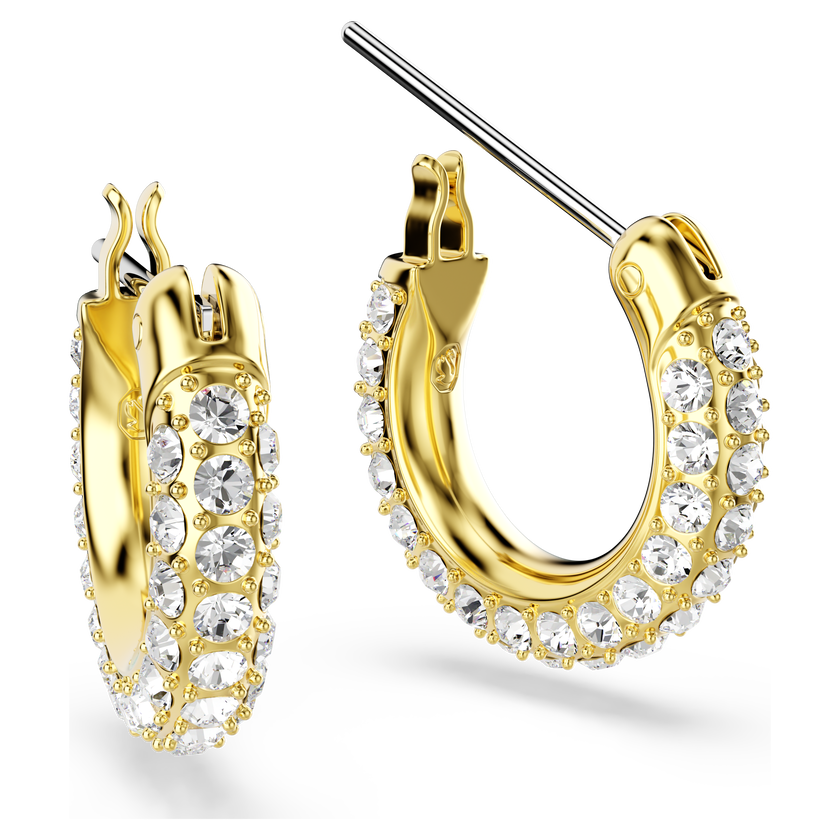 swarovski dextera hoop earrings  pav   mini  white  18k gold finish
