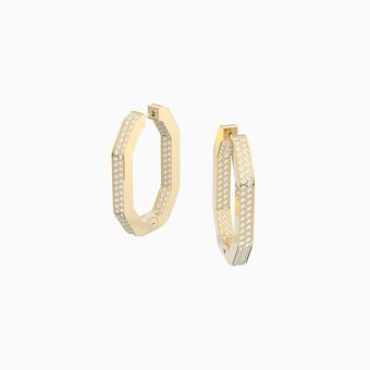 Dextera hoop earrings, Octagonal, White, Gold-tone plated