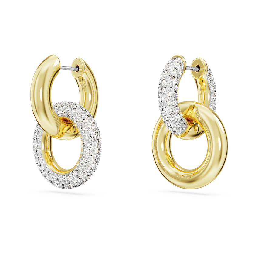 swarovski dextera hoop earrings  interlocking loop  white  gold tone plated