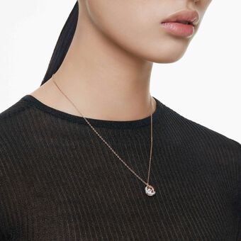 swarovski dextera pendant  round cut  white  18k rose gold finish