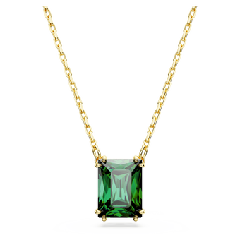 swarovski stilla pendant rectangular cut green gold tone plated