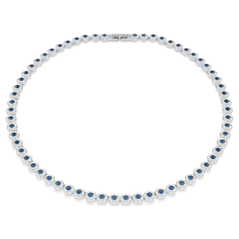 swarovski una angelic tennis necklace round cut blue rhodium plated