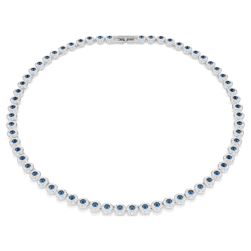 swarovski una angelic tennis necklace  round cut  blue  rhodium plated