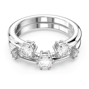 swarovski constella ring set 2 round cut white rhodium plated
