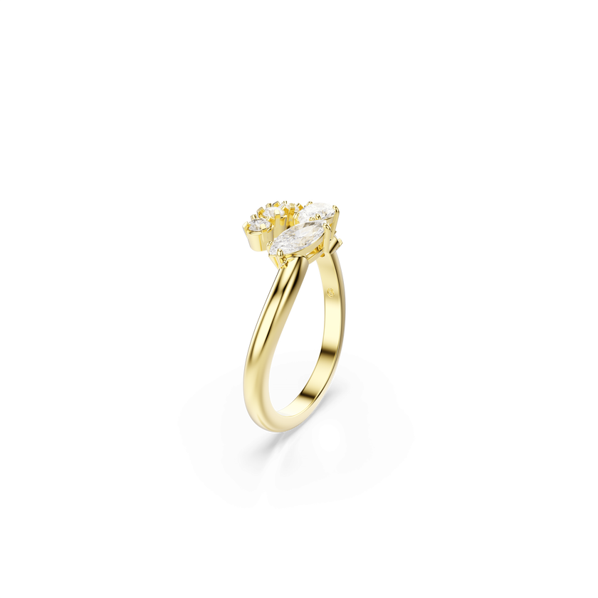 swarovski mesmera open ring  mixed cuts  white  18k gold finish