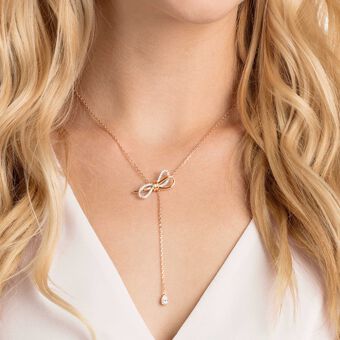 swarovski lifelong bow necklace  bow  white  mixed metal finish