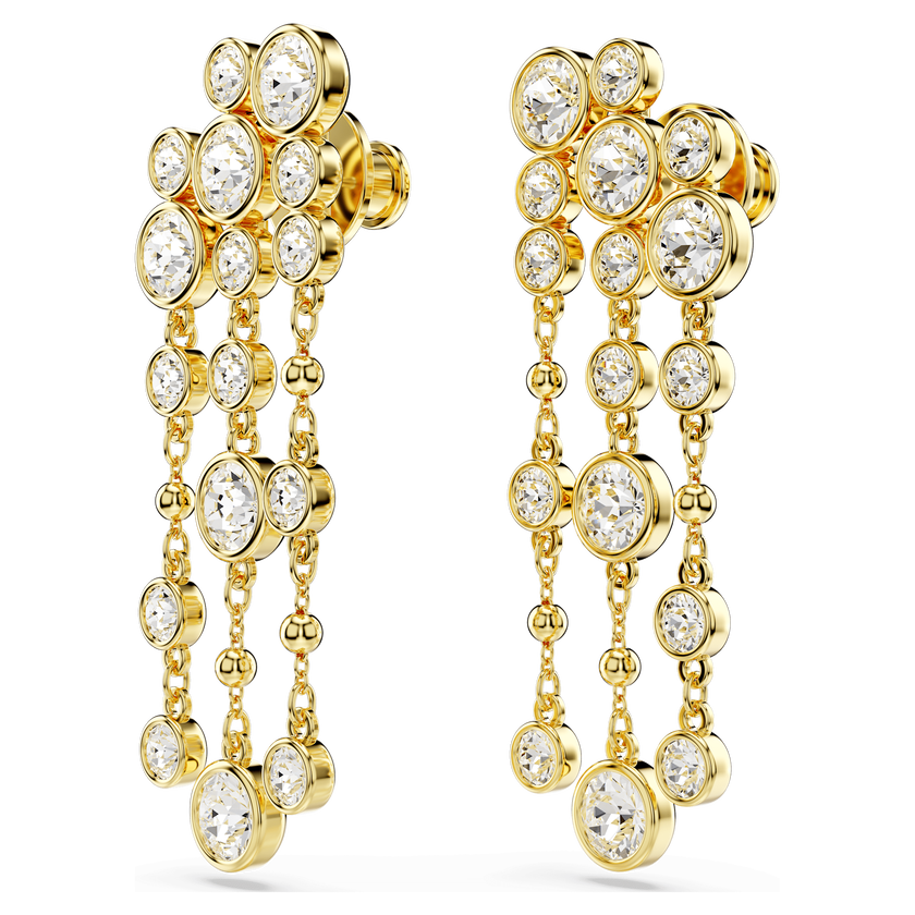 swarovski imber drop earrings  round cut  chandelier  white  gold tone plated