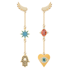 Lucky Goddess Pierced Earrings Long, Multi-colored, Gold plating