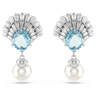 Idyllia drop earrings, Shell, Blue, Rhodium plated