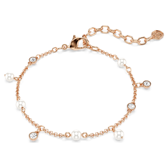 swarovski imber bracelet  crystal pearl  round cut  white  18k rose gold finish