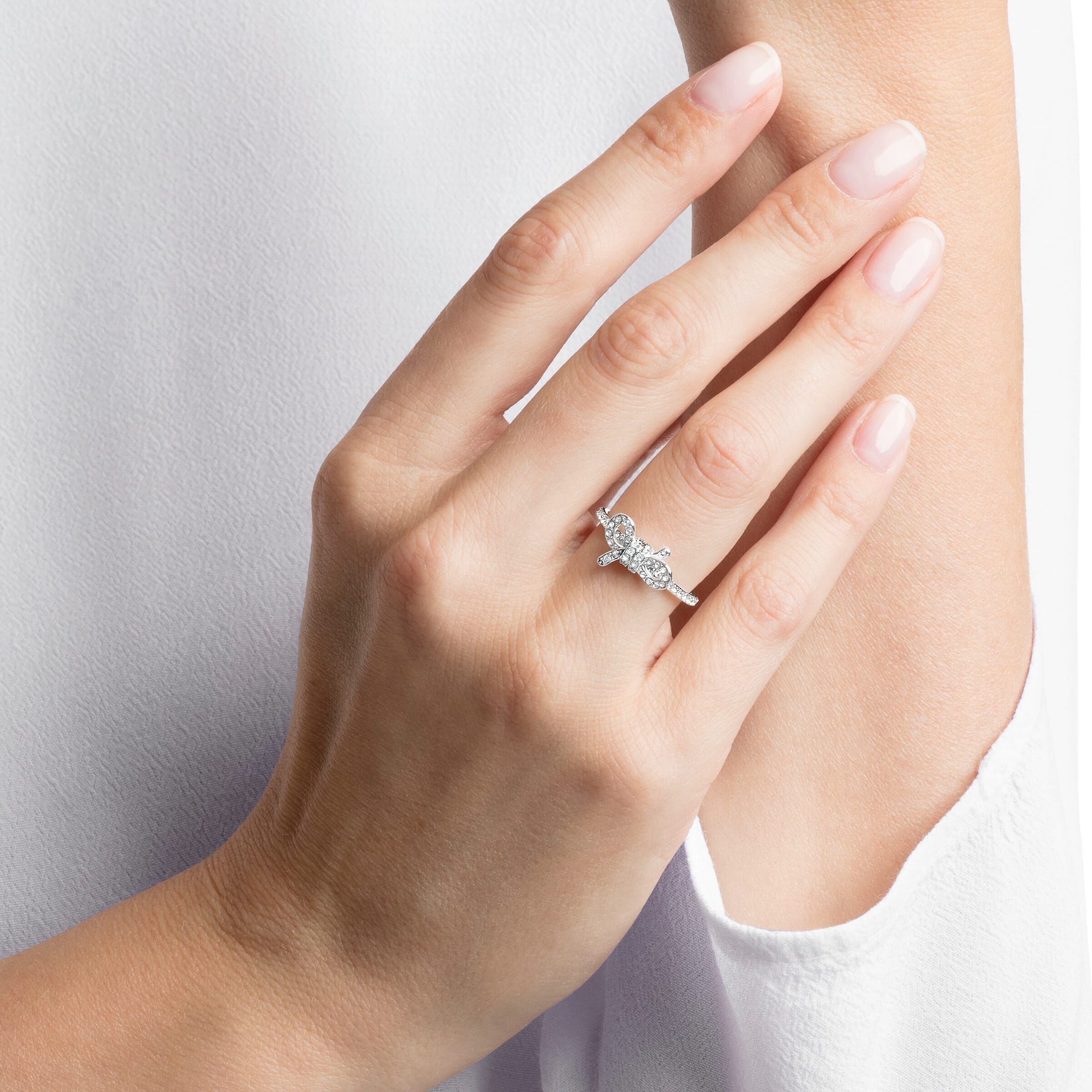 Buy Swarovski Lifelong Small Bow Ring White Rhodium plating