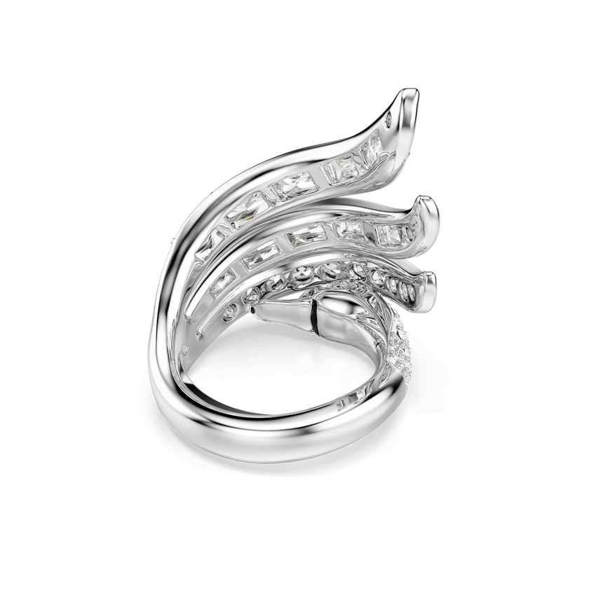 swarovski vienna cocktail ring  mixed cuts  swan  white  rhodium plated