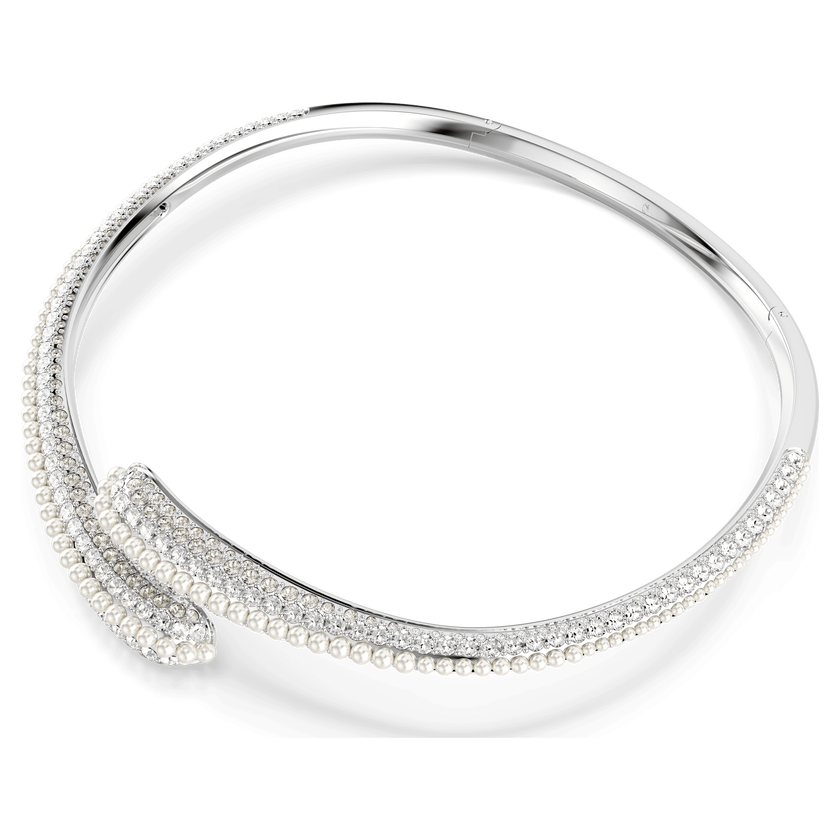 swarovski sublima necklace  crystal pearl  round cut  white  rhodium plated
