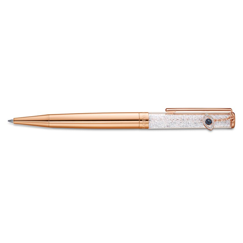 Crystalline Evil Eye Ballpoint Pen, White, Rose-gold tone plated