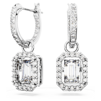 swarovski una drop earrings octagon cut white rhodium plated