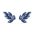 Louison Stud Pierced Earrings, Blue, Rhodium plated