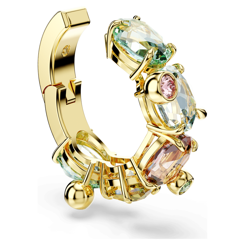 swarovski gema ear cuff  single  mixed cuts  multicolored  gold tone plated