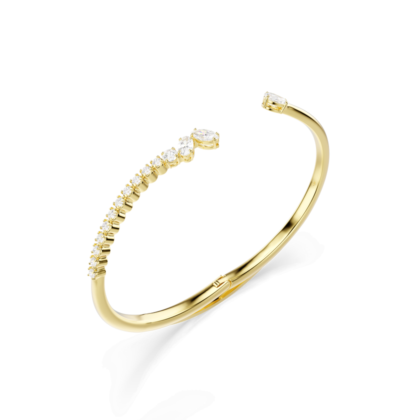swarovski mesmera bangle  mixed cuts  white  18k gold finish