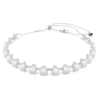 ariana grande x swarovski choker  crystal pearl  round cut  white  rhodium plated