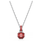 swarovski birthstone pendant square cut july red rhodium plated