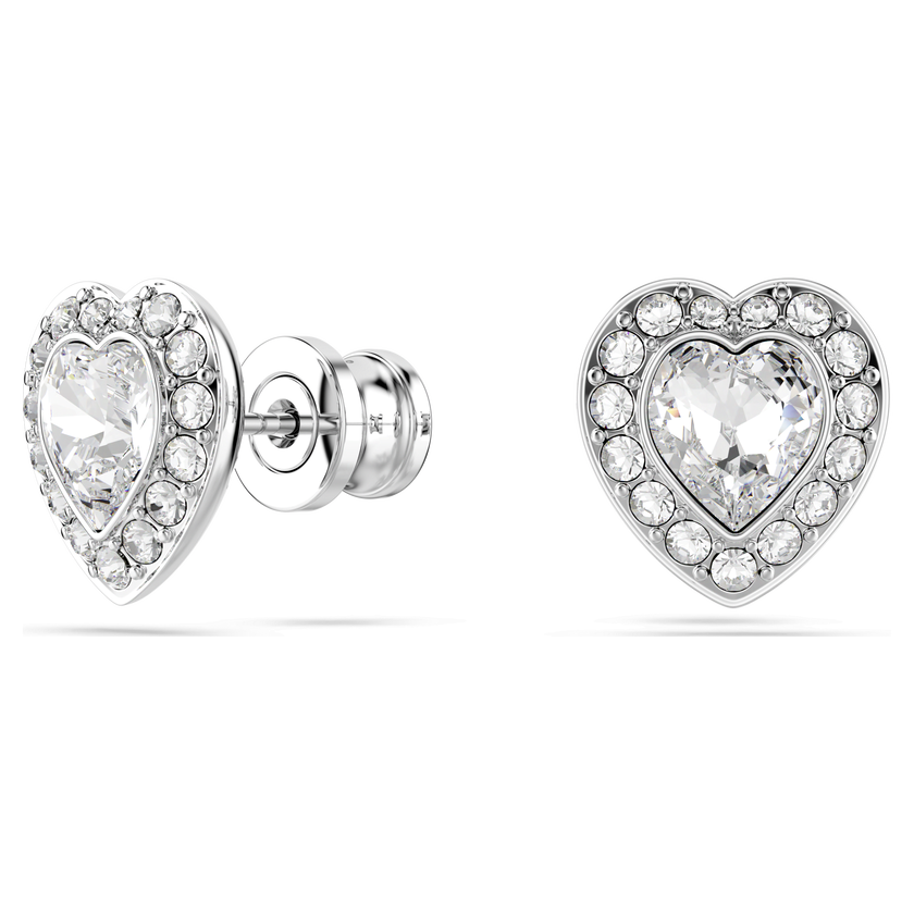 ariana grande x swarovski stud earrings  mixed cuts  heart  white  rhodium plated