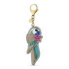 Tropical Parrot Bag Charm, Dark multi-colored, Gold-tone plated