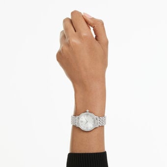 swarovski imber watch  swiss made  metal bracelet  silver tone  stainless steel