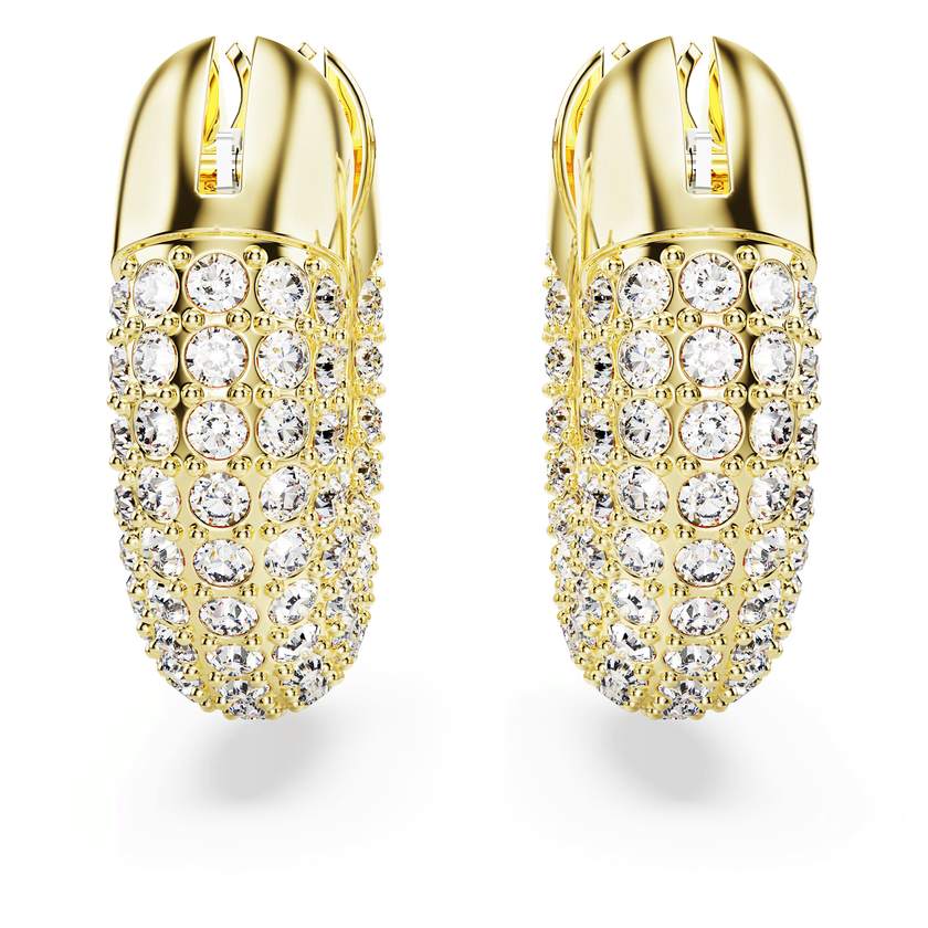 swarovski dextera hoop earrings  small  white  18k gold finish