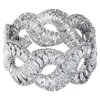 swarovski hyperbola bracelet  wave  white  rhodium plated