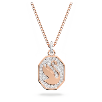 Signum pendant, White, Rose gold-tone plated swarovski signum pendant white rose gold tone plated