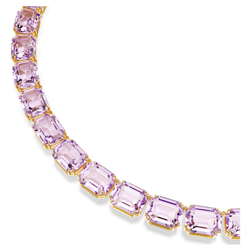swarovski millenia tennis necklace  octagon cut  purple  gold tone plated