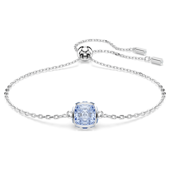 swarovski birthstone bracelet square cut march blue rhodium plated