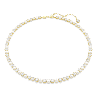 swarovski matrix tennis necklace  crystal pearl  round cut  white  gold tone plated