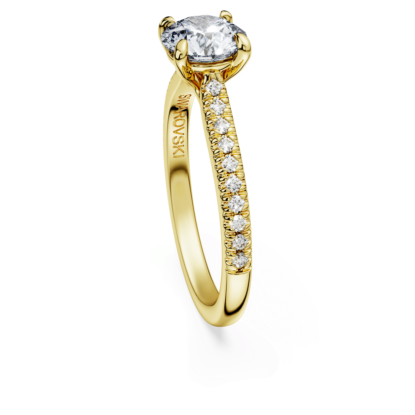swarovski eternity solitaire ring  laboratory grown diamonds 1 2 ct tw  round cut  18k yellow gold