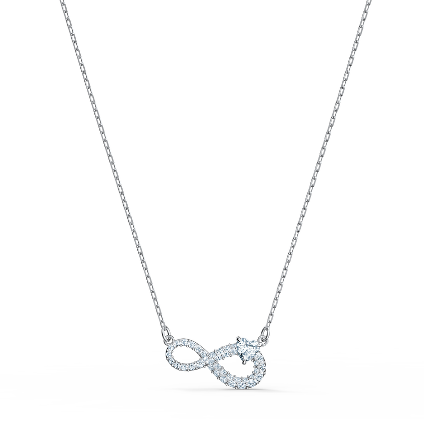 swarovski infinity necklace  white  rhodium plated