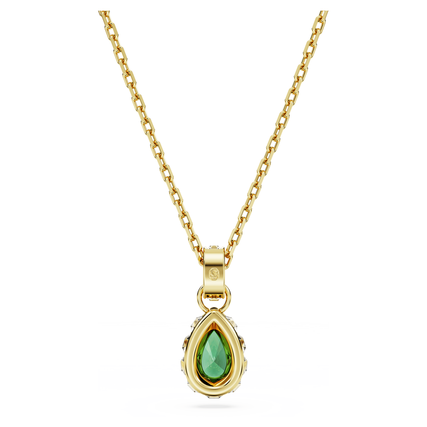 swarovski chroma pendant  pear cut  green  gold tone plated