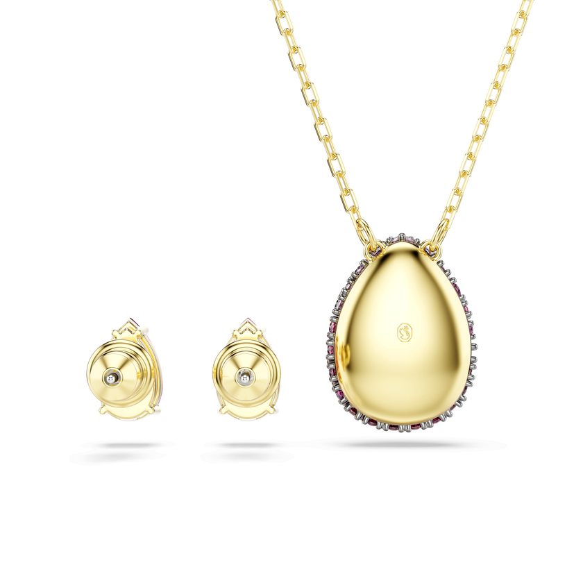 swarovski sublima set  set  2   pear cut  red  18k gold finish