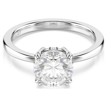 swarovski stilla cocktail ring  round cut  white  silver tone finish