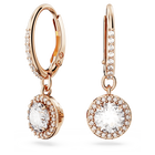 swarovski una angelic drop earrings round cut pav white rose gold tone plated