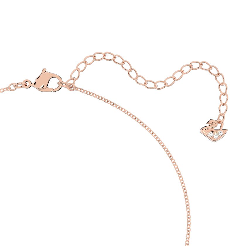 Lilia necklace, Butterfly, White, Rose-gold tone plated
