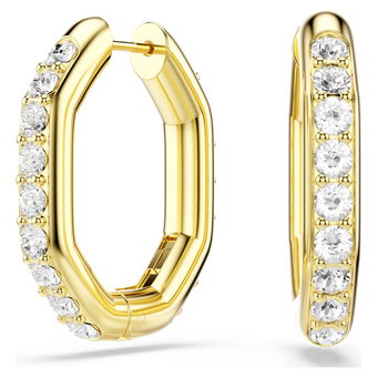 swarovski dextera hoop earrings octagon shape round cut white gold tone plated