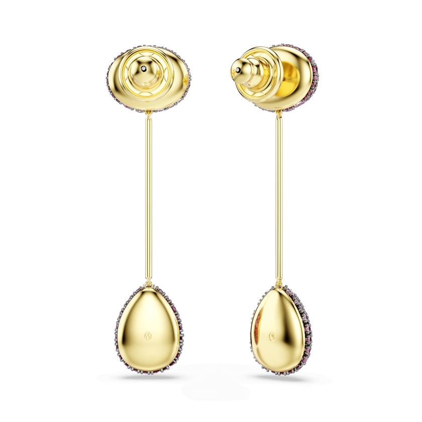swarovski sublima drop earrings  pear cut  red  18k gold finish