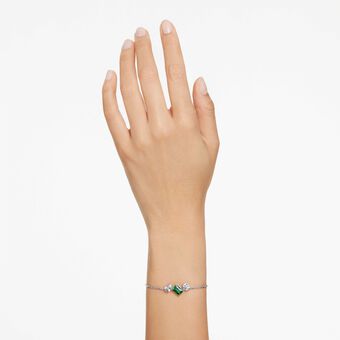 swarovski mesmera bracelet  mixed cuts  green  rhodium plated