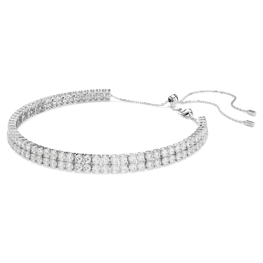swarovski matrix choker  round cut  white  rhodium plated
