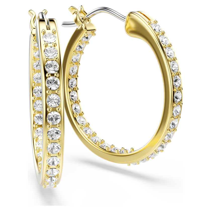 swarovski sommerset hoop earrings  small  white  gold tone plated
