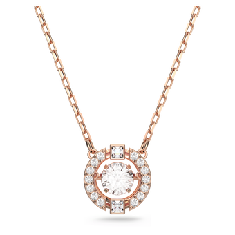 swarovski una necklace  round cut  white  18k rose gold finish