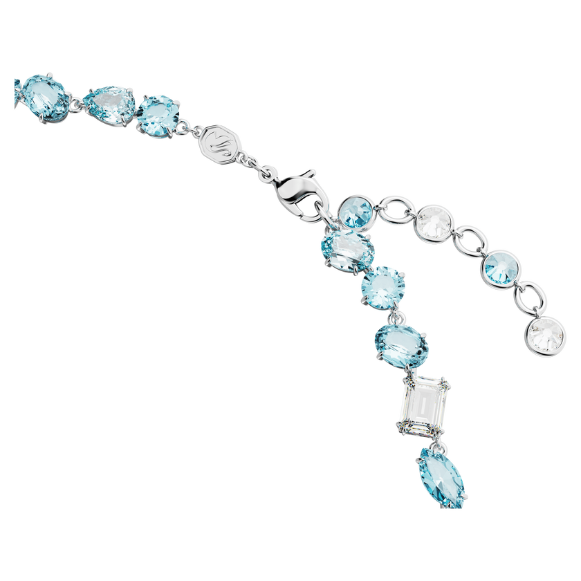 swarovski gema necklace  mixed cuts  blue  rhodium plated
